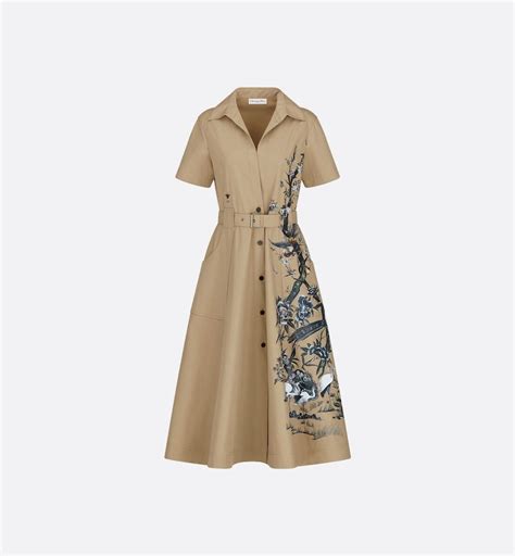 beige dior jardin dress|Short Dress Beige Linen with Dior Jardin Motif .